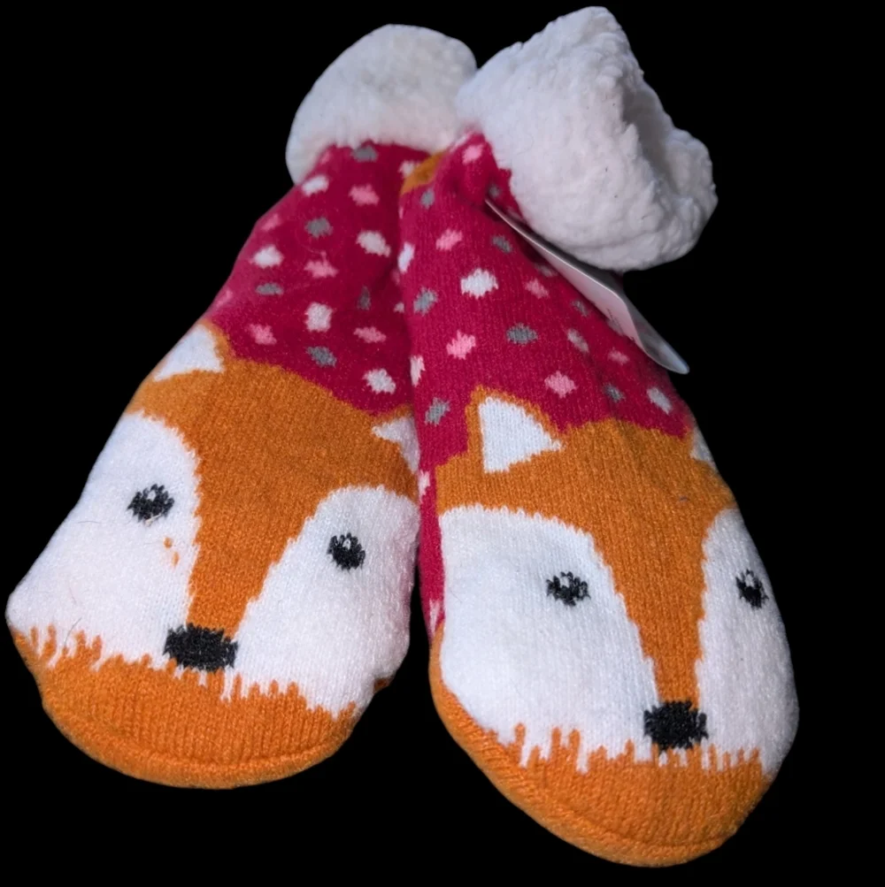 Fox Design Kids slipper Socks - Orange and White